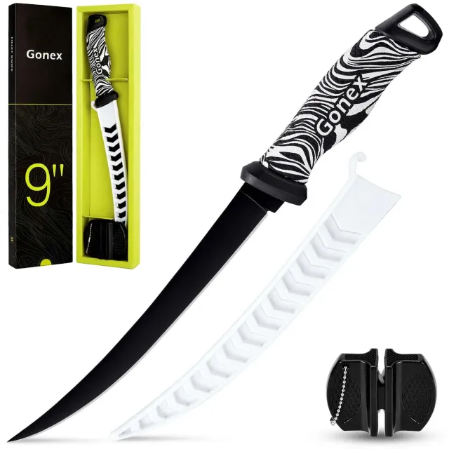 Gonex Coltello da Sfiletto Pesca con Affilatore