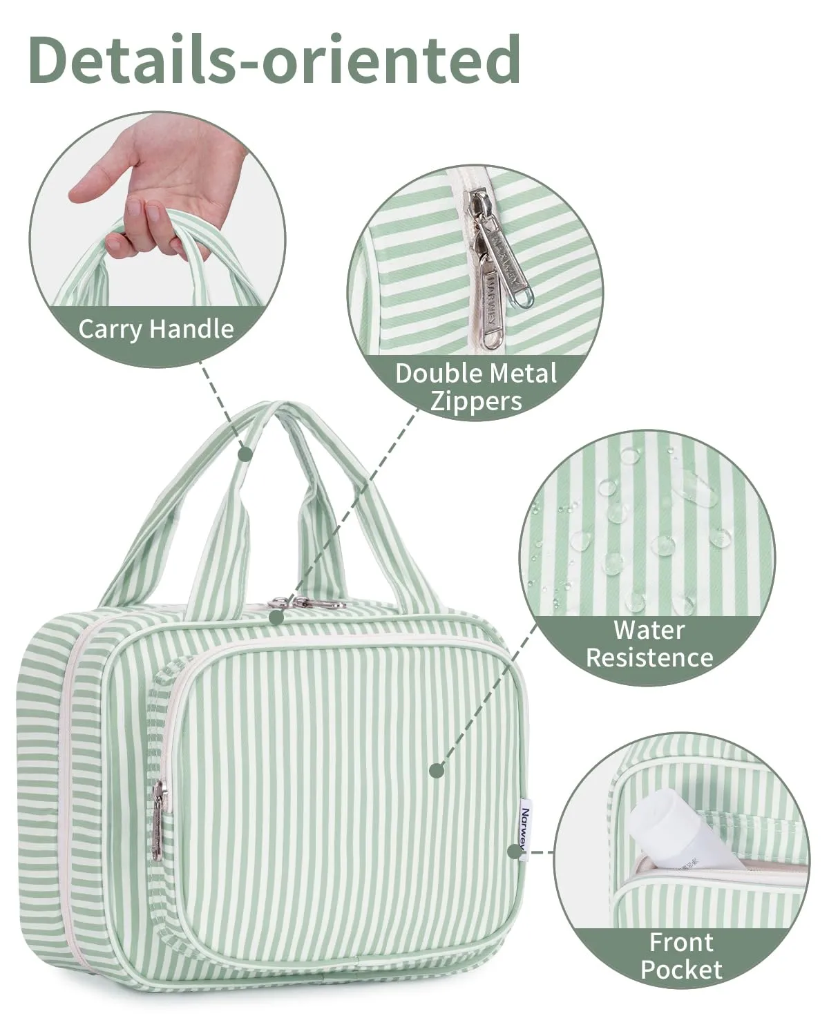 Narwey Striped Travel Toiletry Bag beauty case appeso