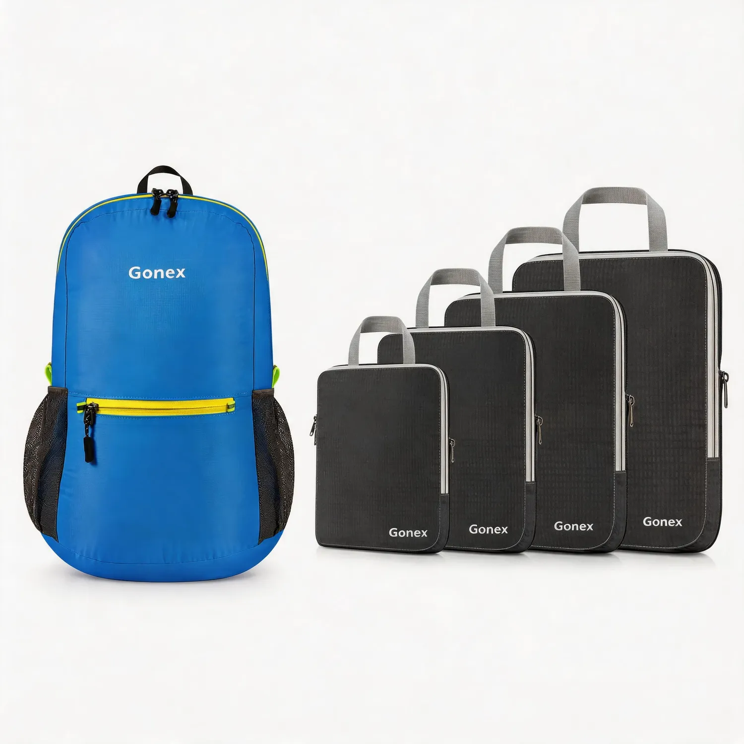 Gonex Lightweight Travel 2-Piece Set zaino pieghevole e packing cubes