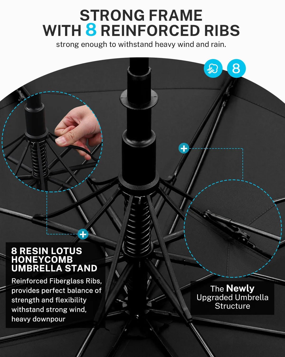 Gonex Windproof Golf Umbrella ombrello golf antivento