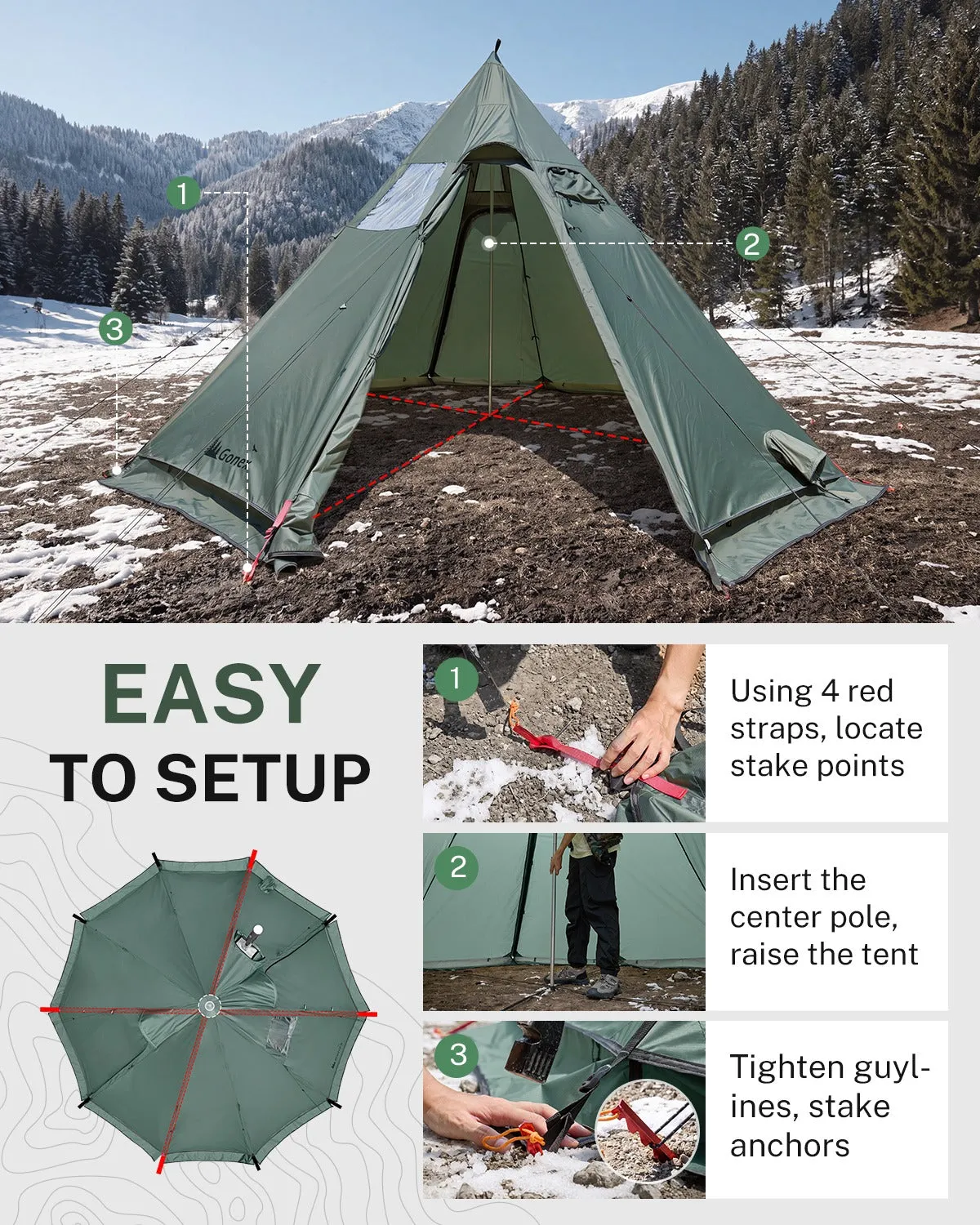 Gonex Tenda Campeggio 6 Posti 4 Stagioni Stufa