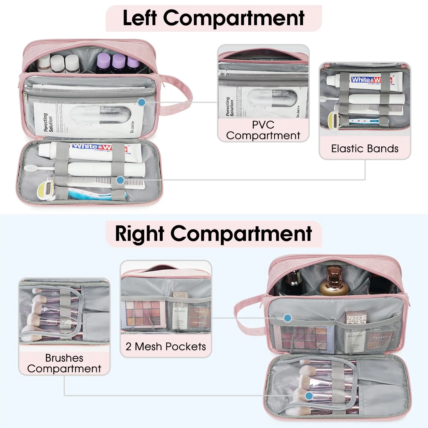 Narwey NW5205 beauty dopp kit nylon 25 cm bagnato-asciutto