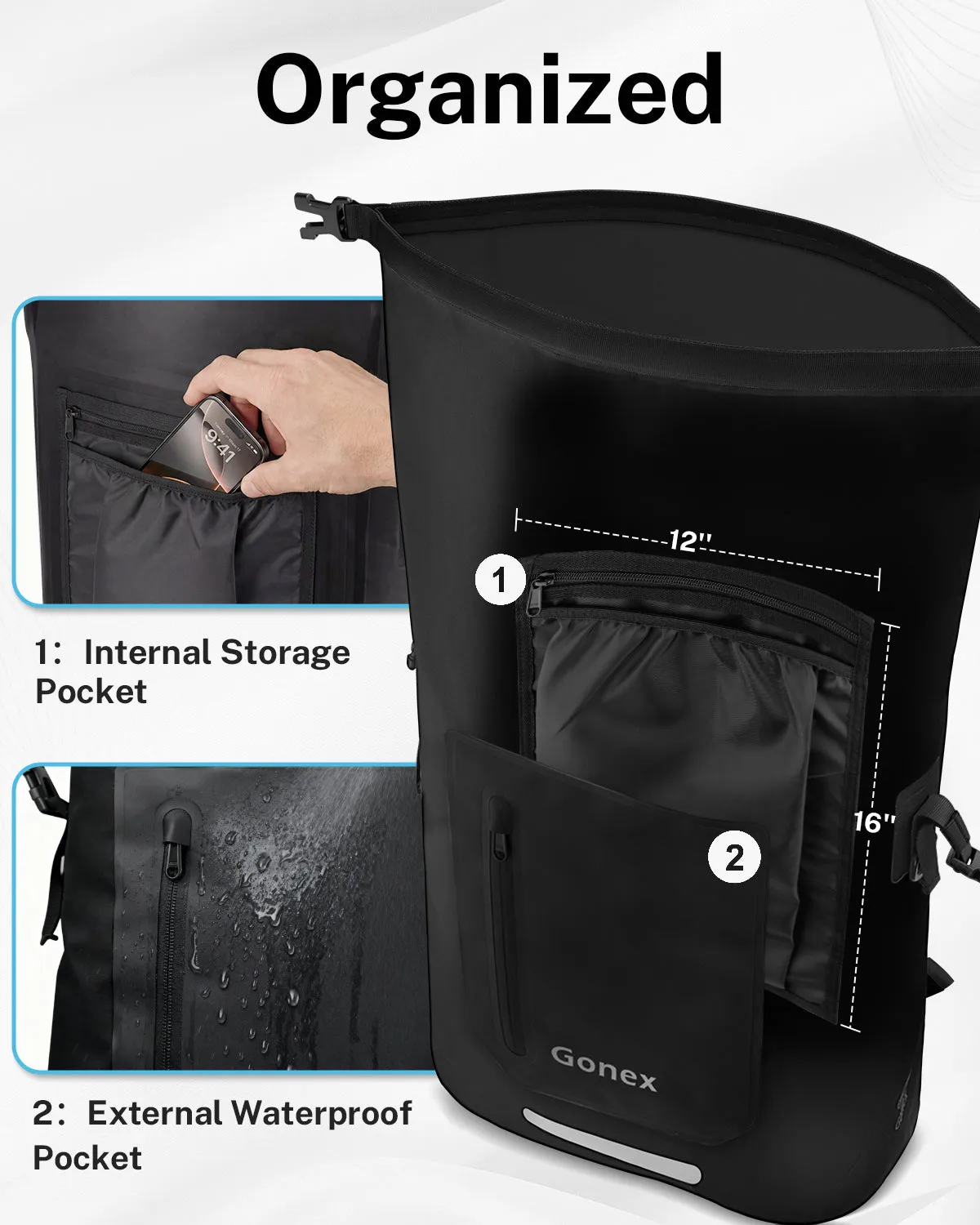 Gonex 35L Ultralight Waterproof TPU Dry Bag zaino stagno