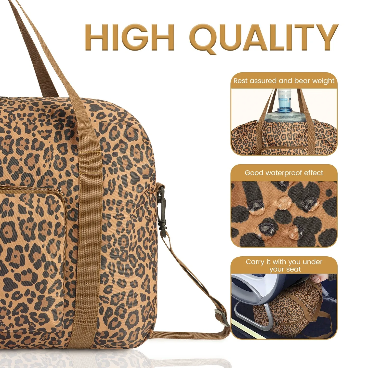Narwey Borsone Pieghevole Leopardato con Tracolla