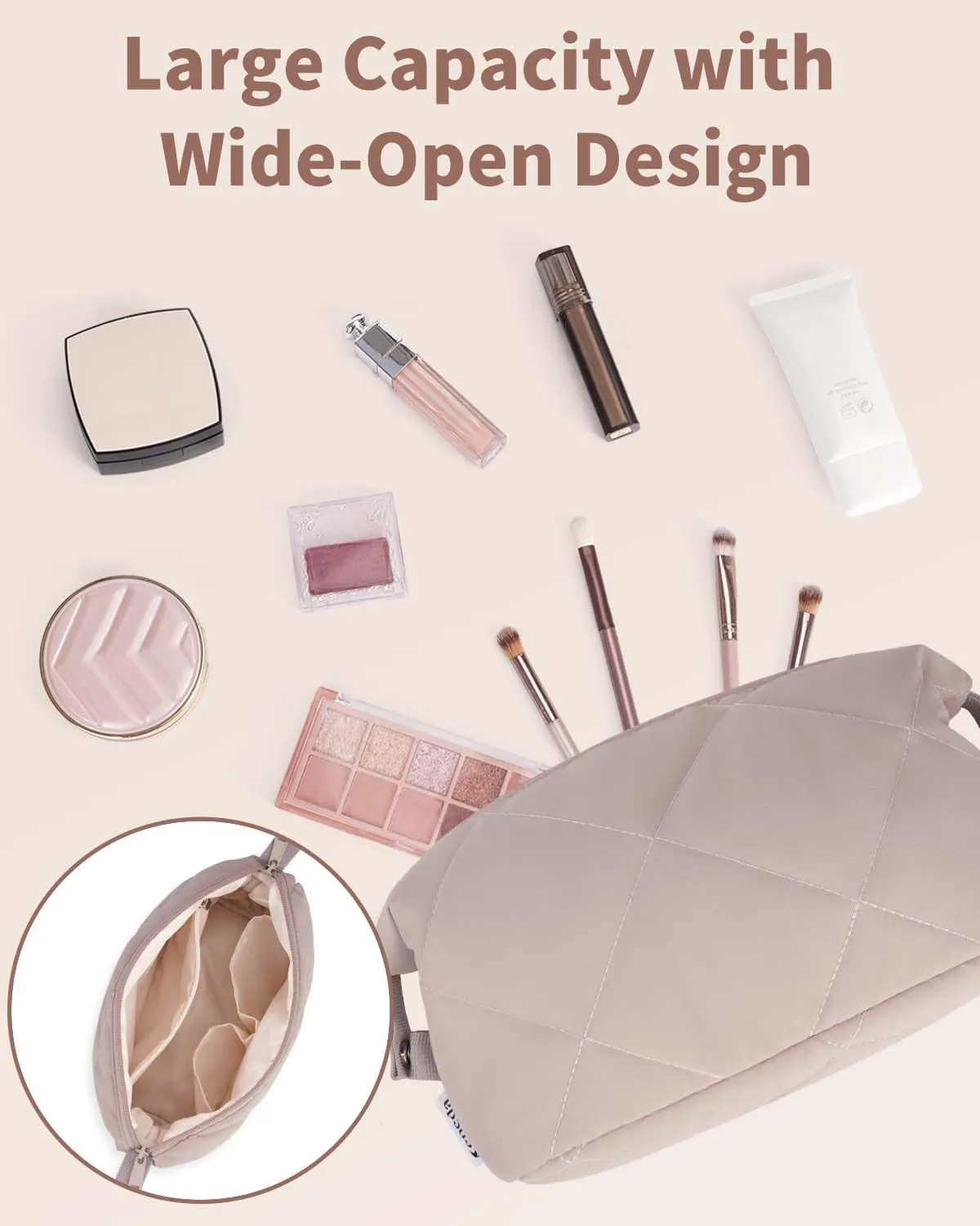Narwey Puffy Padded Makeup Bag beauty case imbottito