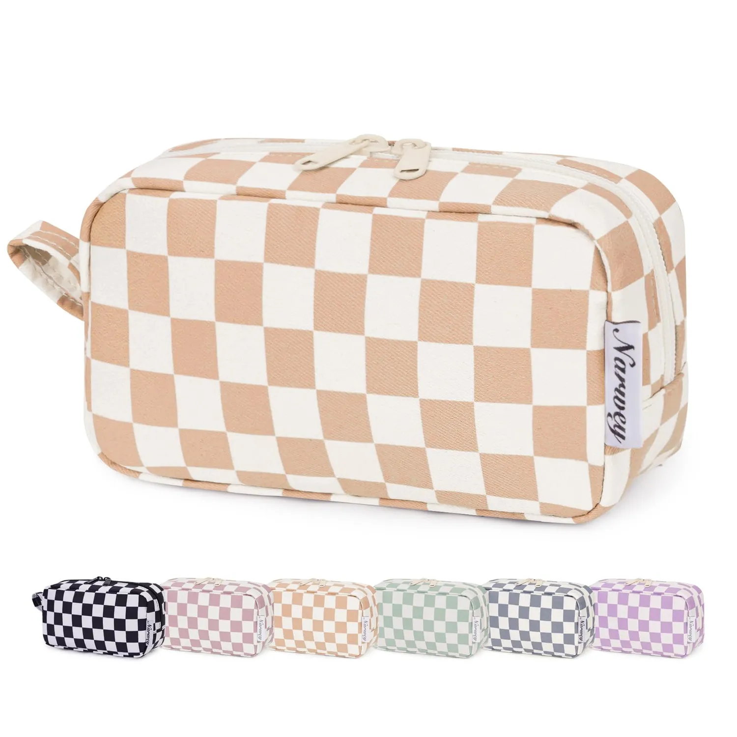 Narwey Mini pochette trucco quadretti 17 cm con tasche