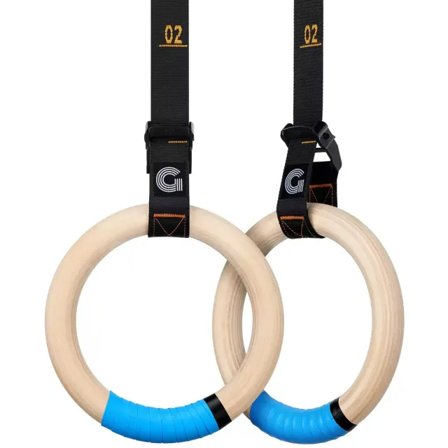 Gonex Anelli Ginnastica Legno Betulla Antiscivolo