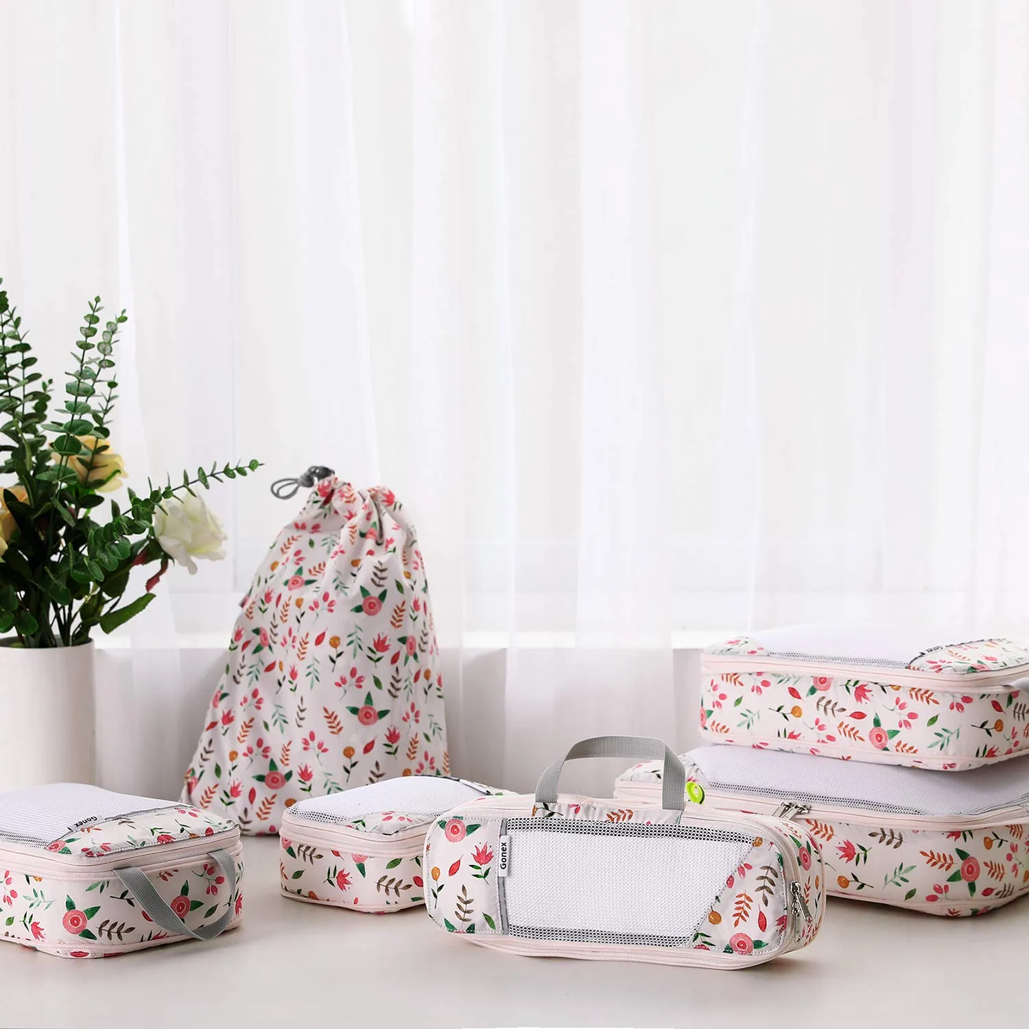 Gonex Floral cubi porta abiti a compressione