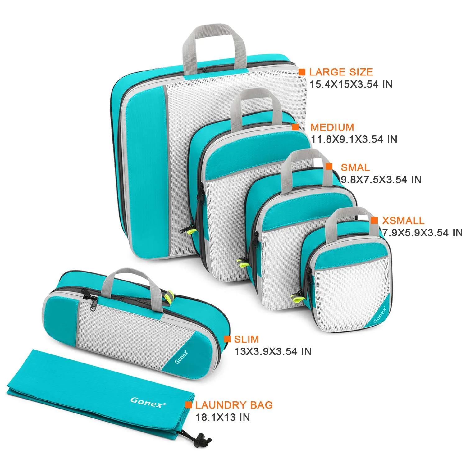 Gonex Compression Packing Cubes cubi valigia