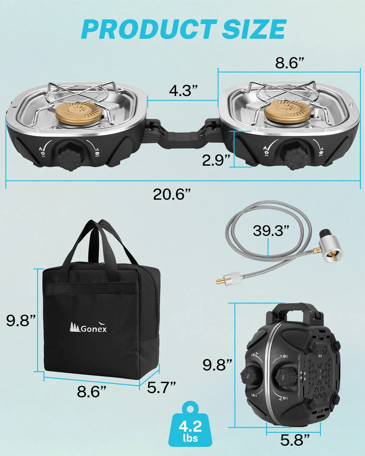 Gonex Double Burner fornello campeggio 2 fuochi