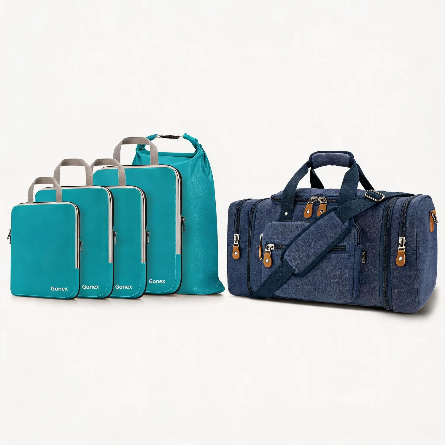 Gonex set borsone 50L canvas + 5 packing cubes