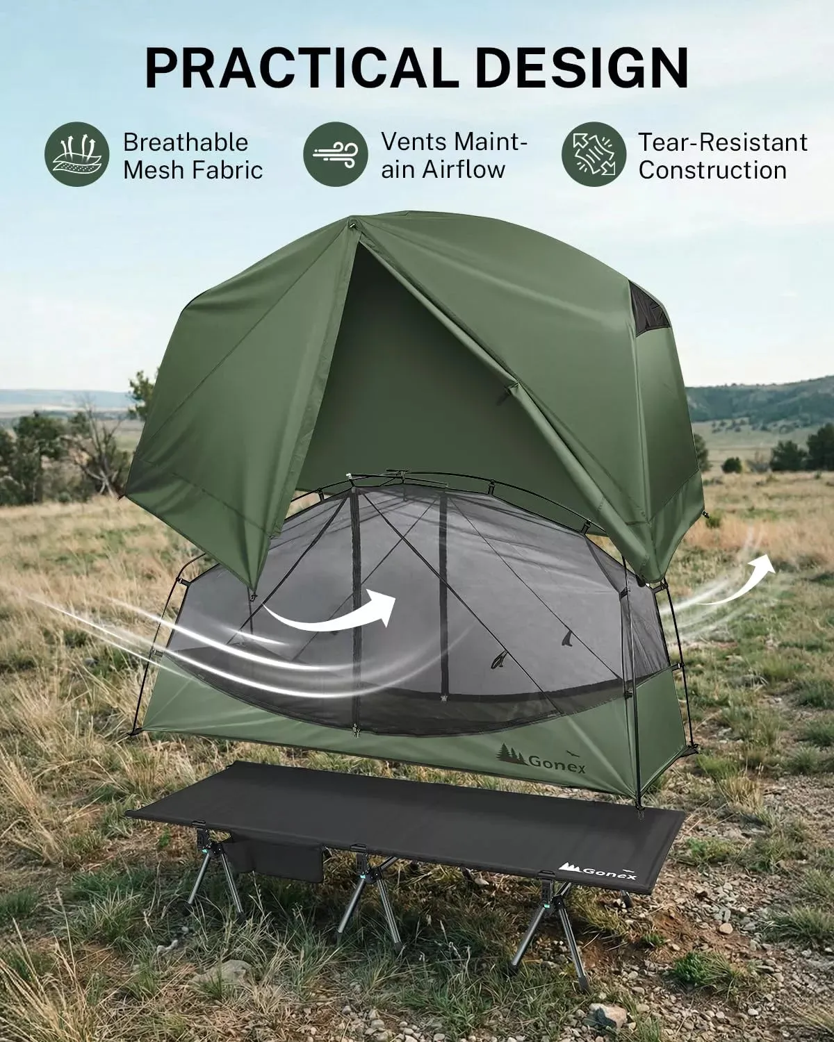 Gonex brandina campeggio pieghevole con tenda 1 posto