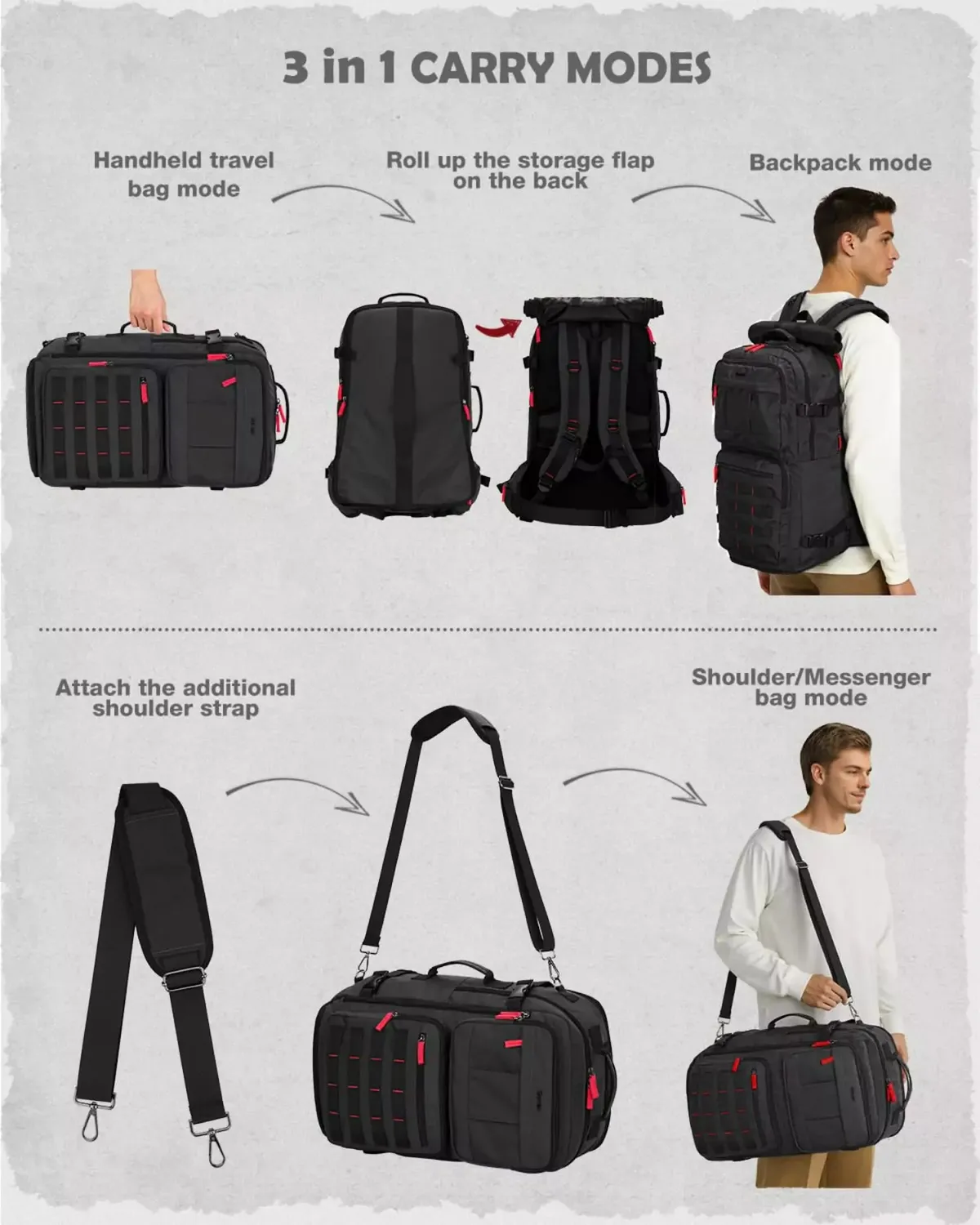 Gonex Zaino da Viaggio 45L Espandibile
