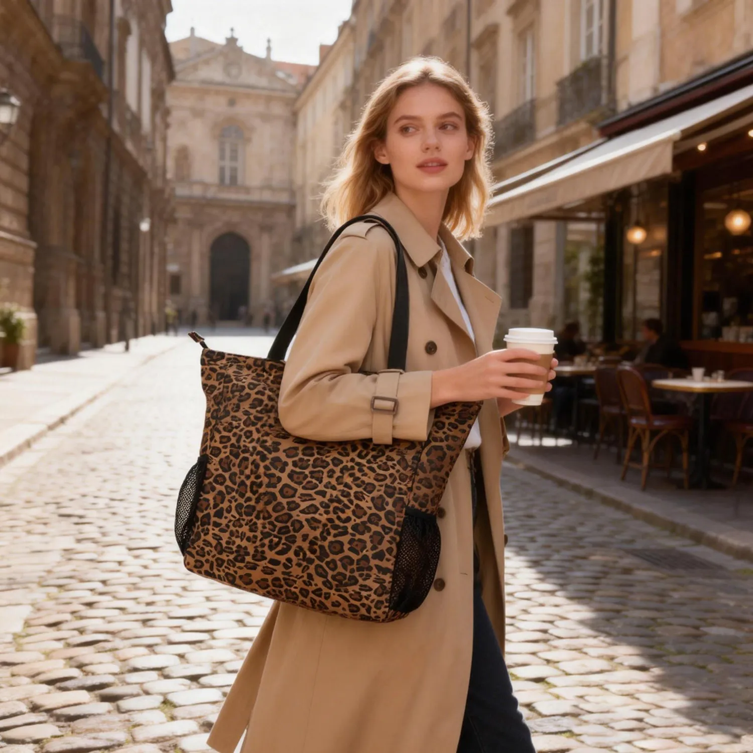 Narwey Leopard borsa mare tote 15 L 34 cm 7 tasche