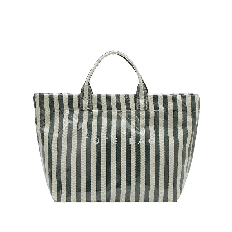 Narwey borsa tote PVC a righe grande