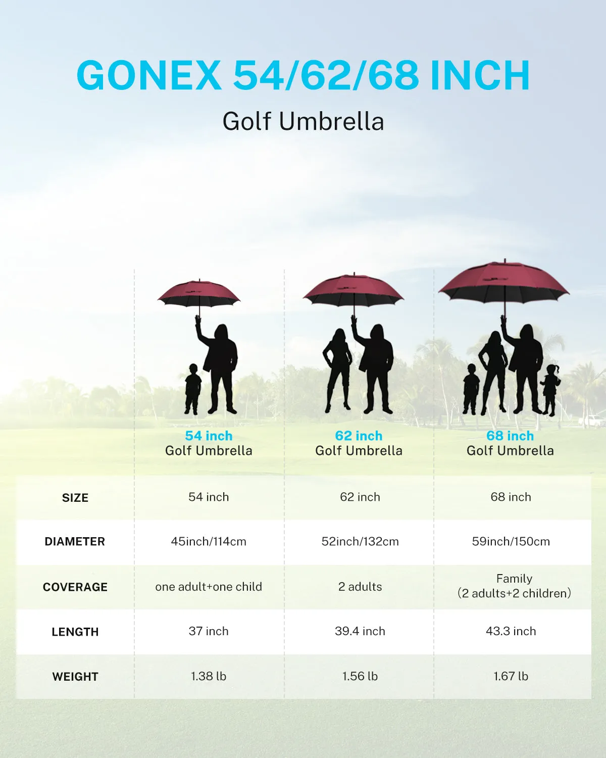 Gonex Windproof Golf Umbrella ombrello golf antivento