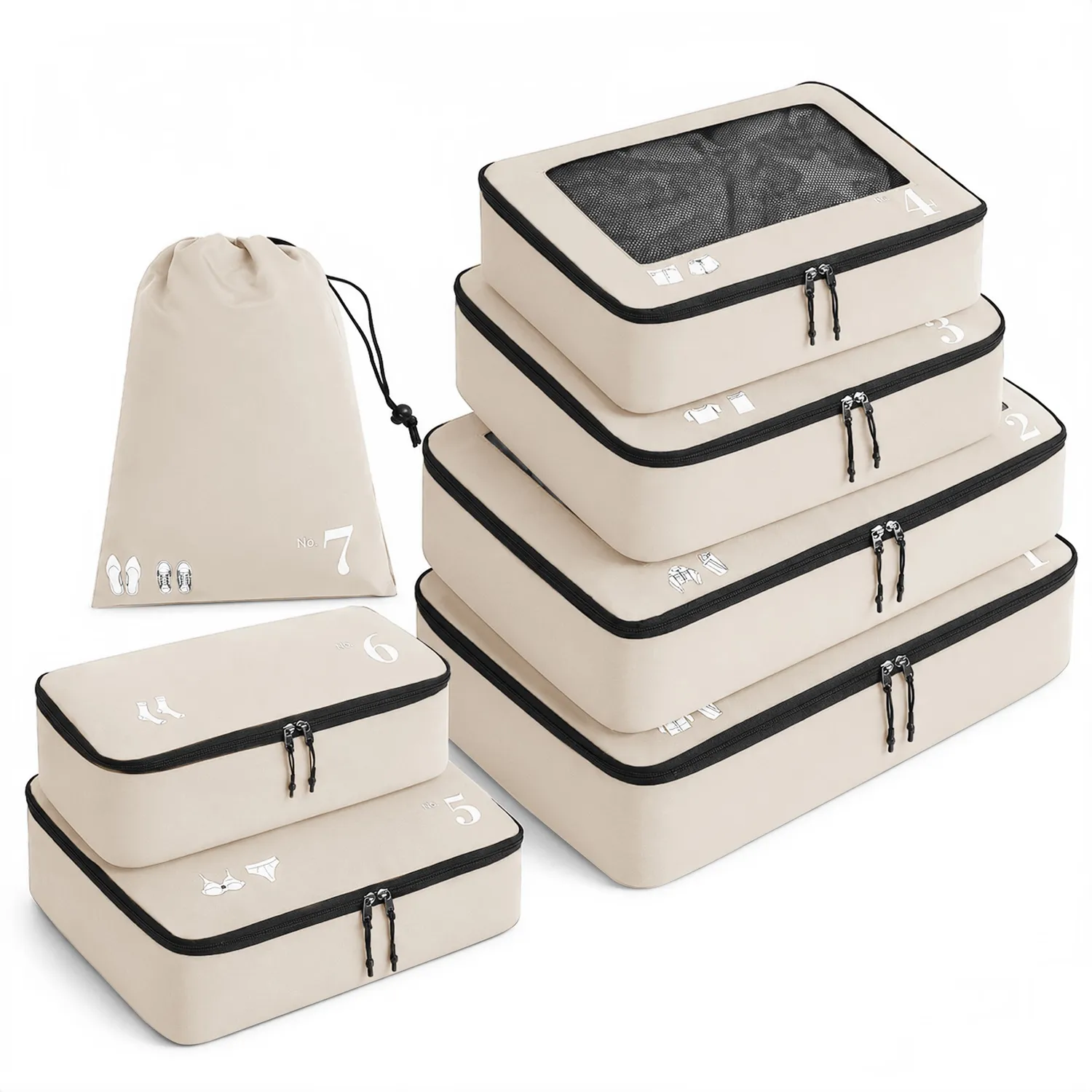 Narwey 7 Pcs Packing Cubes organizer valigia 7 pezzi