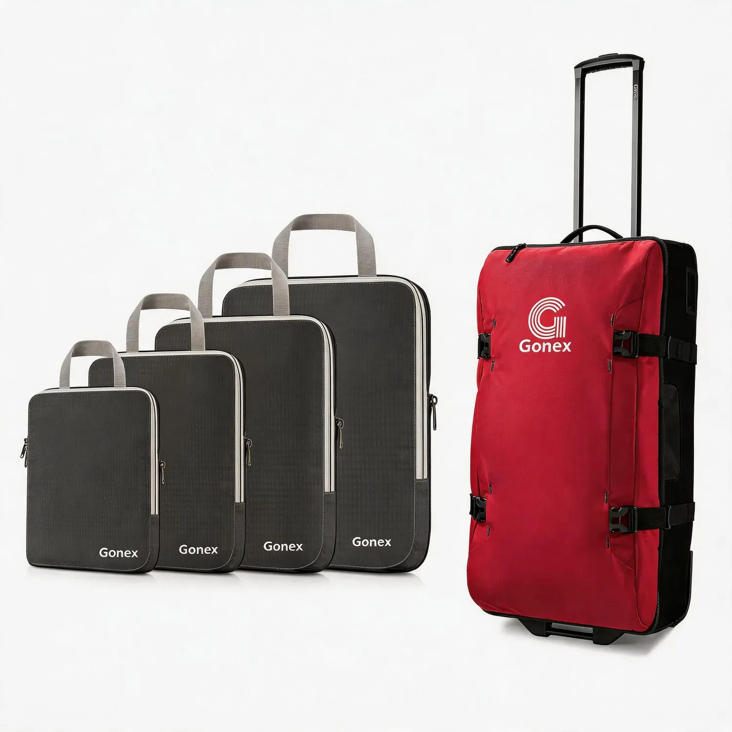 Gonex Long-Haul Flight 2-Piece Set borsone trolley con cubi compressione