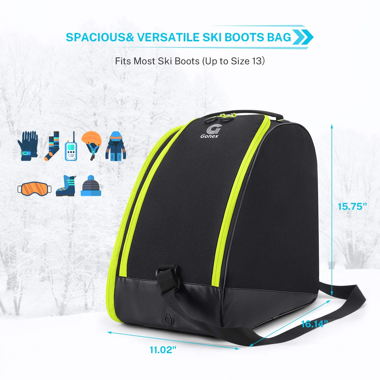 Gonex Padded Ski Bag and Boot Bag Combo borsa sci imbottita
