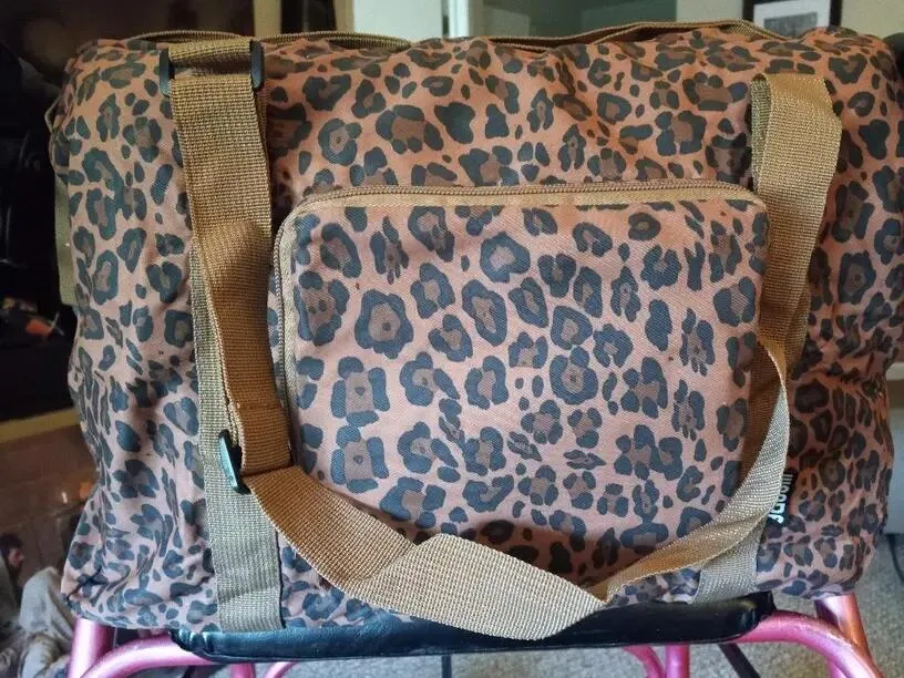 Narwey Borsone Pieghevole Leopardato con Tracolla