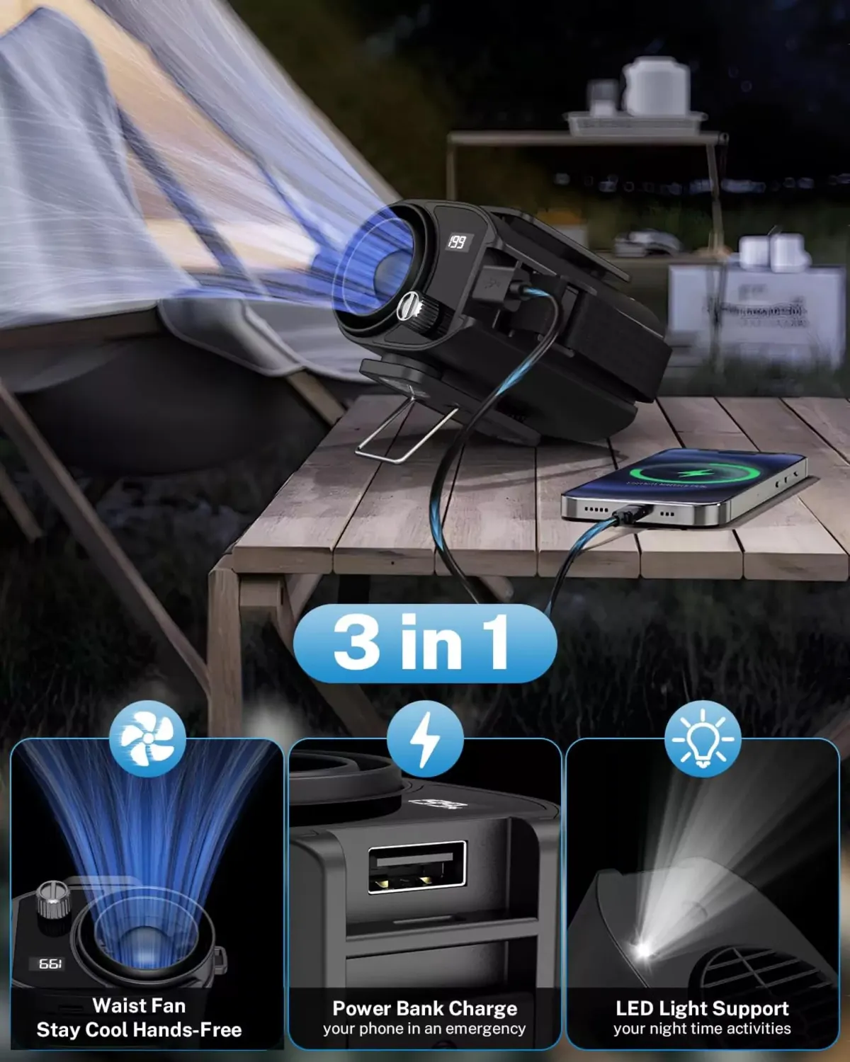 Gonex 35H ventilatore da vita indossabile 10000mAh