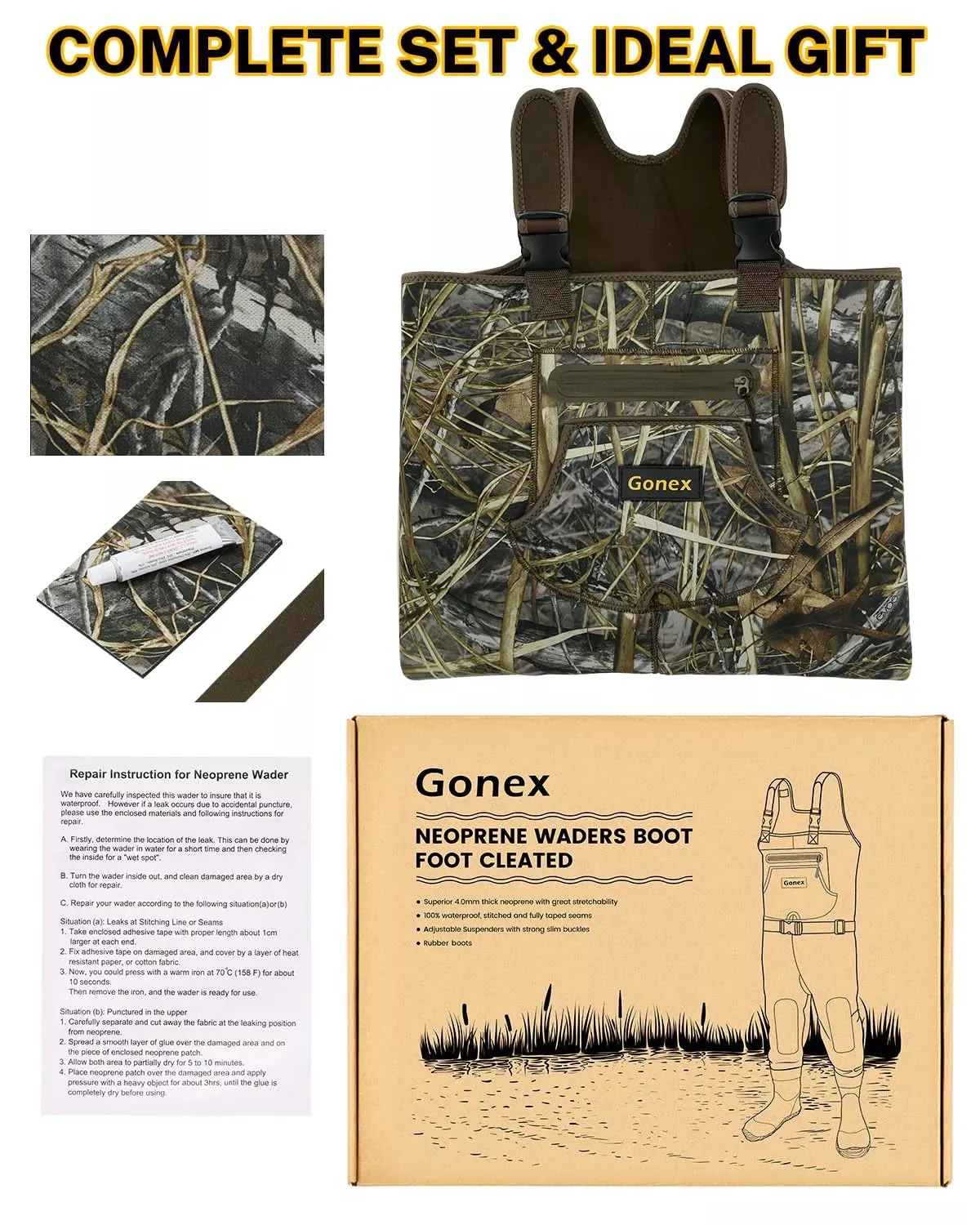 Gonex waders pesca bambini neoprene 4 mm