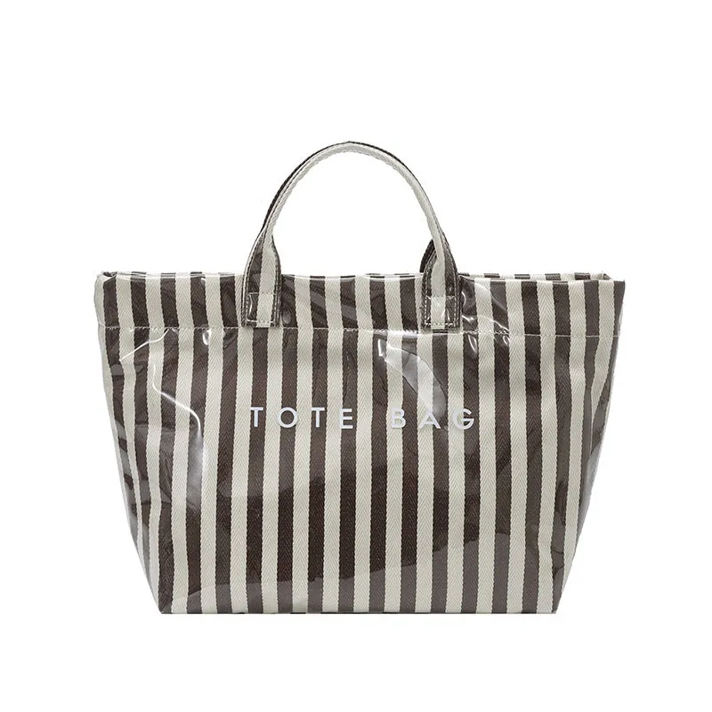 Narwey borsa tote PVC a righe grande