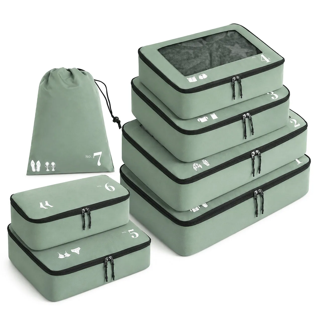 Narwey 7 Pcs Packing Cubes organizer valigia 7 pezzi
