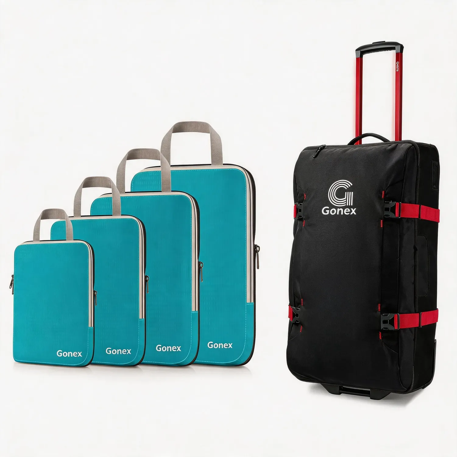 Gonex Long-Haul Flight 2-Piece Set borsone trolley con cubi compressione