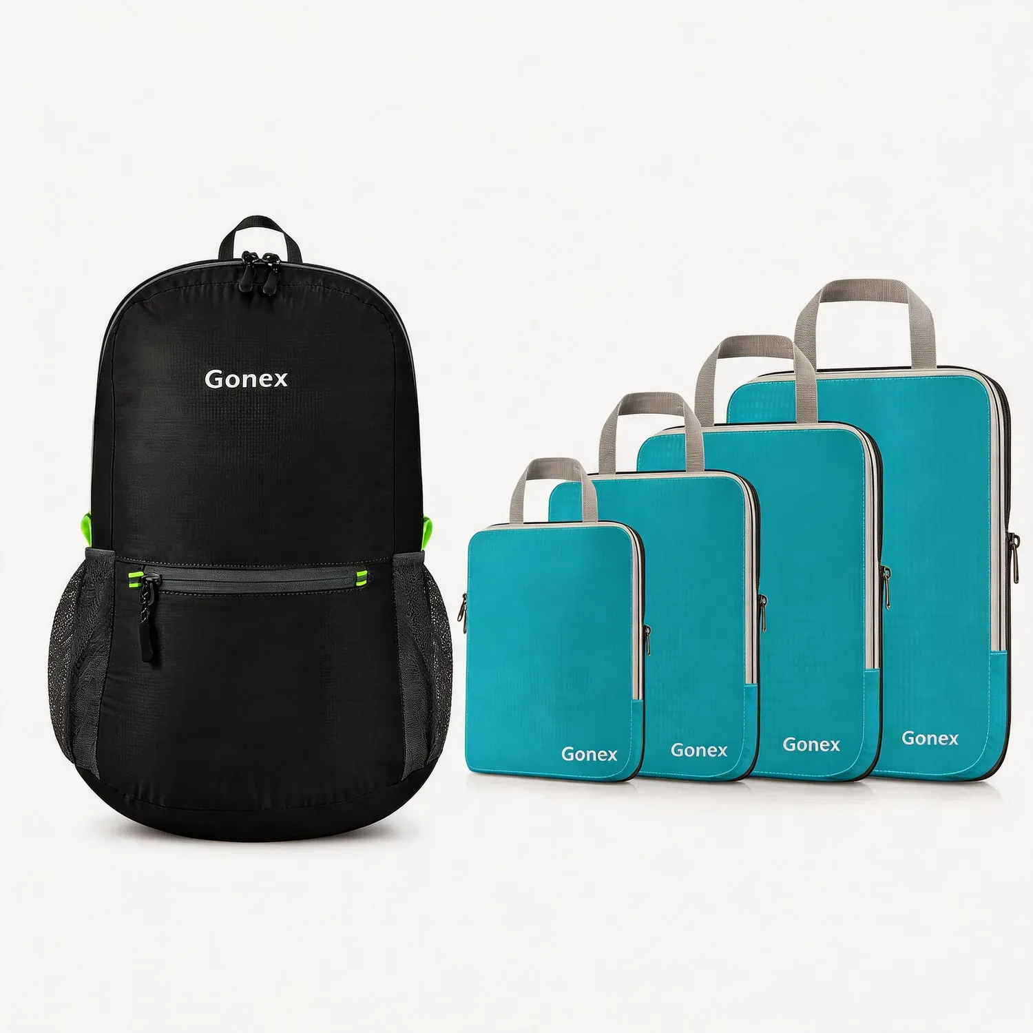 Gonex Lightweight Travel 2-Piece Set zaino pieghevole e packing cubes