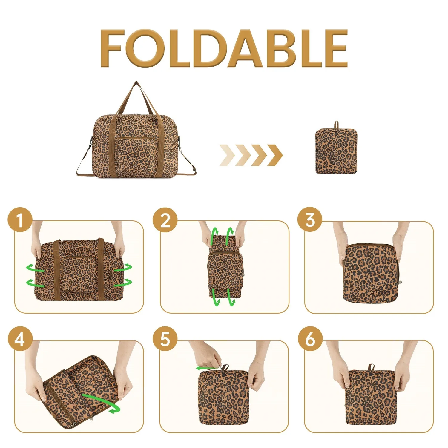 Narwey Borsone Pieghevole Leopardato con Tracolla