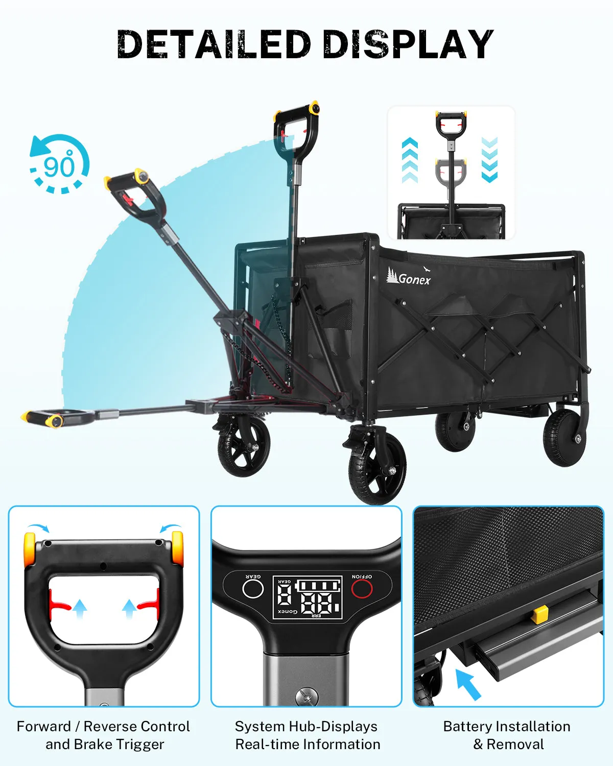 Gonex Carrello Elettrico Pieghevole 36 Pollici Motorizzato