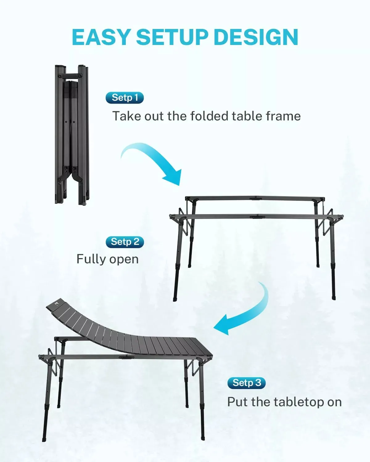 Gonex 50" tavolo campeggio alluminio regolabile