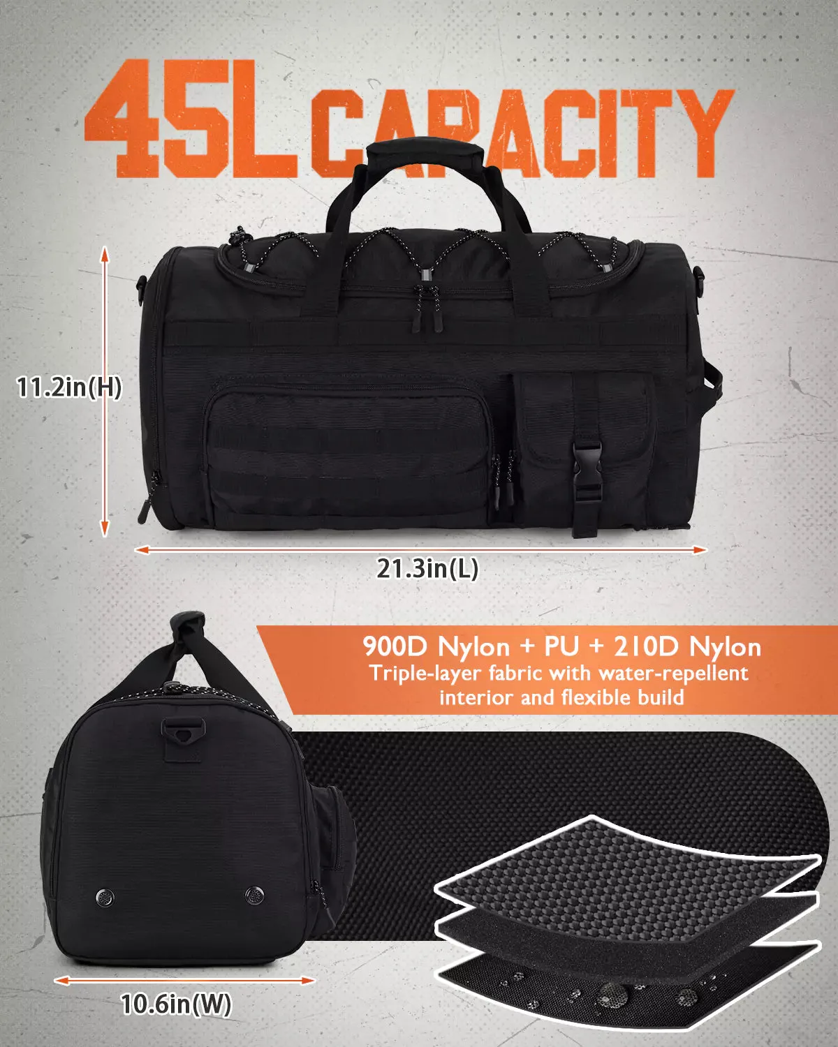 Gonex Borsone Zaino Convertibile 3 in 1 con Scomparto Scarpe