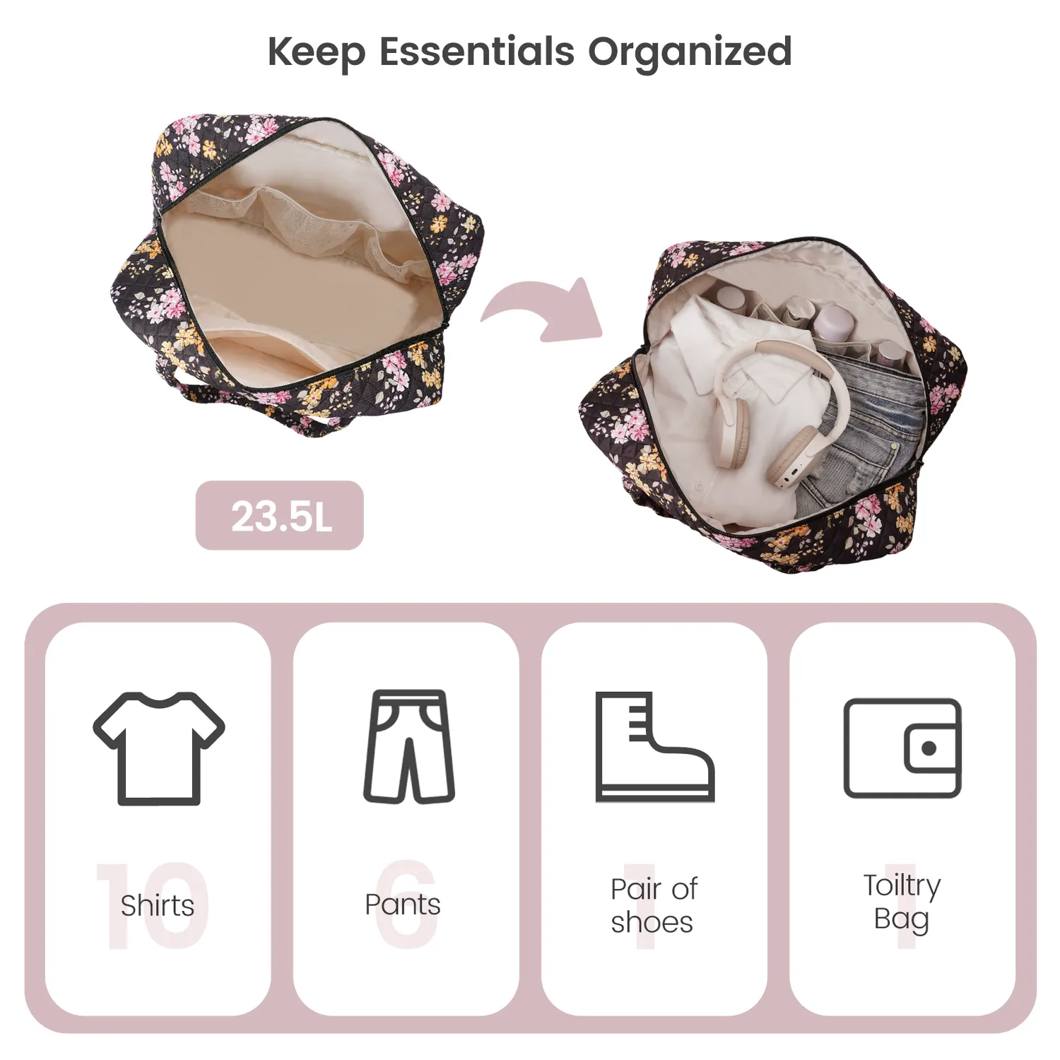 Narwey Borsone Weekender Trapuntato da Donna Floreale