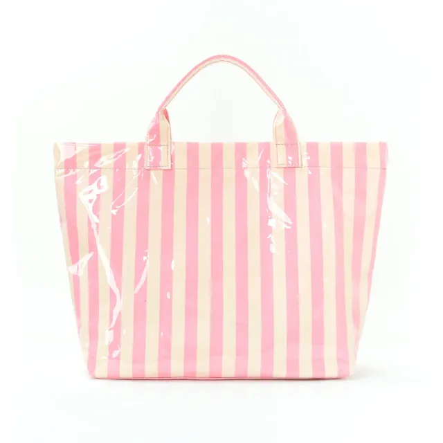 Narwey Striped borsa tote PVC 44 cm con scritta e chiusura