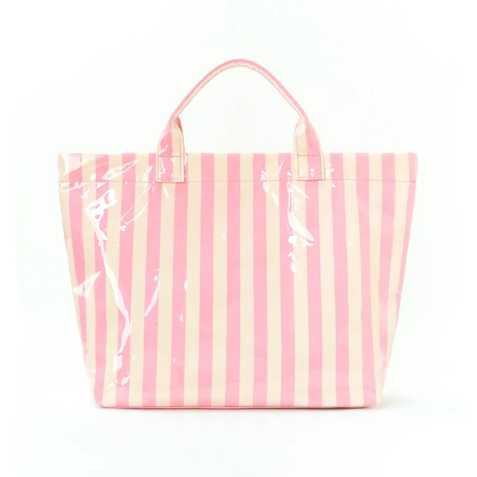 Narwey Striped borsa tote PVC 44 cm con scritta e chiusura