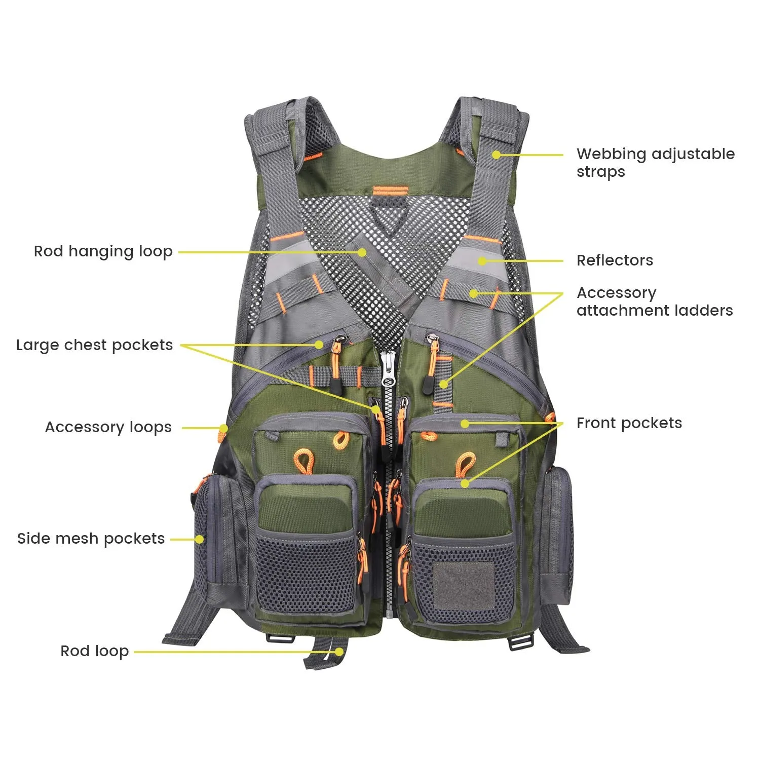 Gonex Fly Fishing Vest gilet da pesca