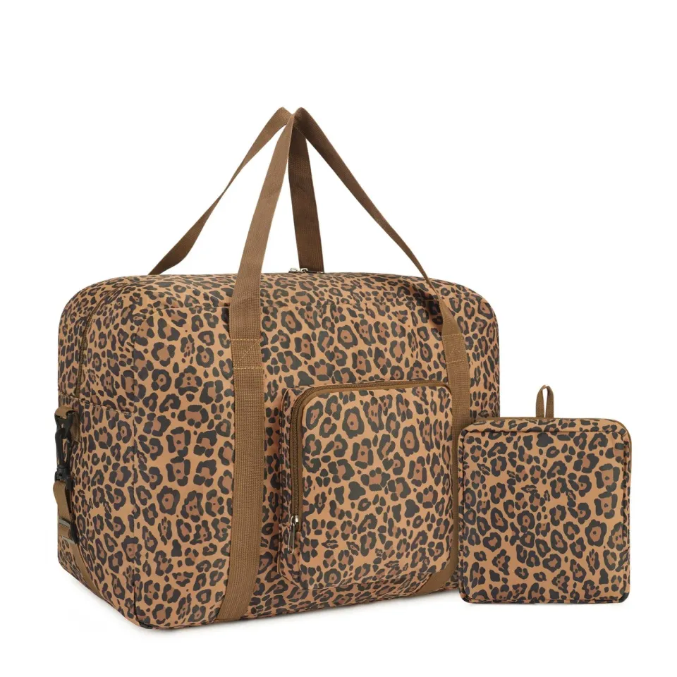 Narwey Borsone Pieghevole Leopardato con Tracolla