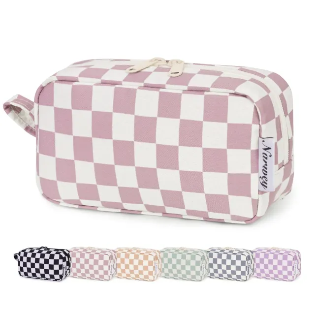 Narwey Mini pochette trucco quadretti 17 cm con tasche