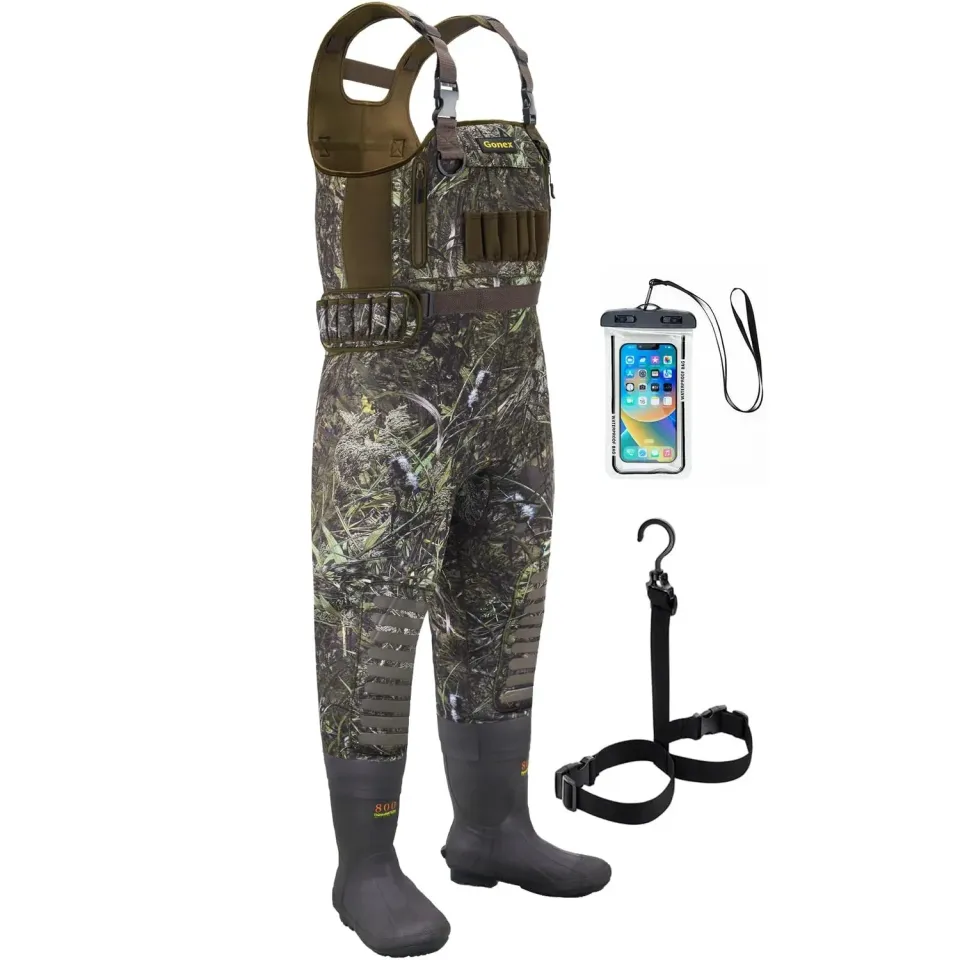 Gonex Waders Pesca Neoprene Mimetici con Stivali