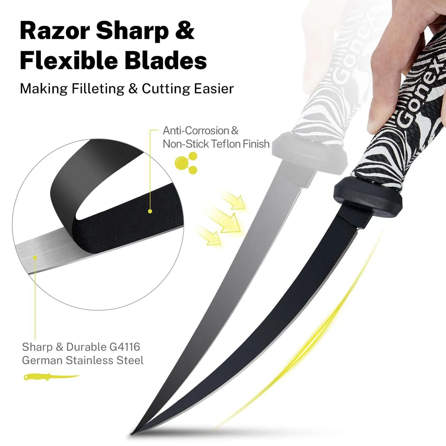 Gonex Coltello da Sfiletto Pesca con Affilatore