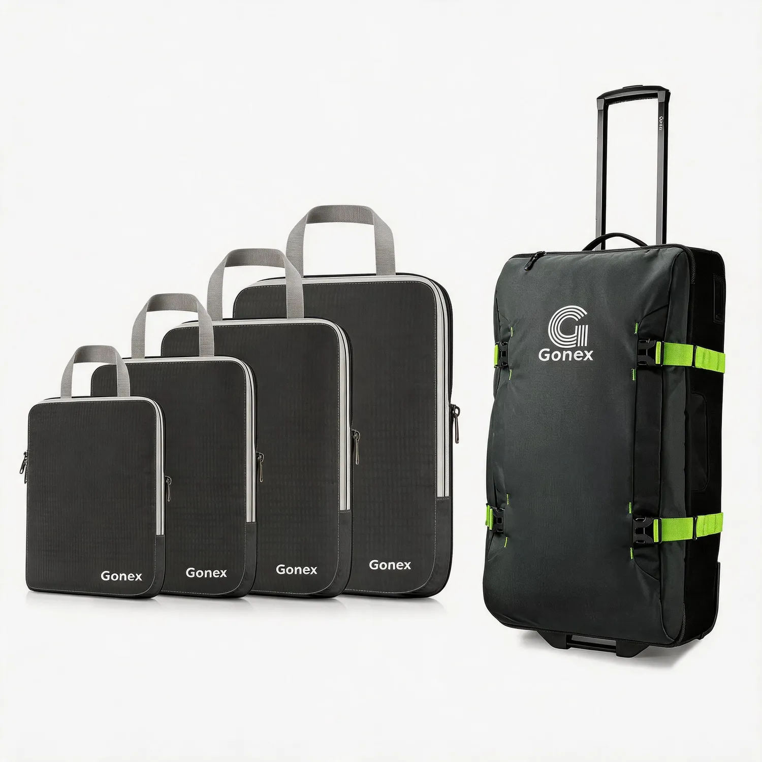Gonex Long-Haul Flight 2-Piece Set borsone trolley con cubi compressione