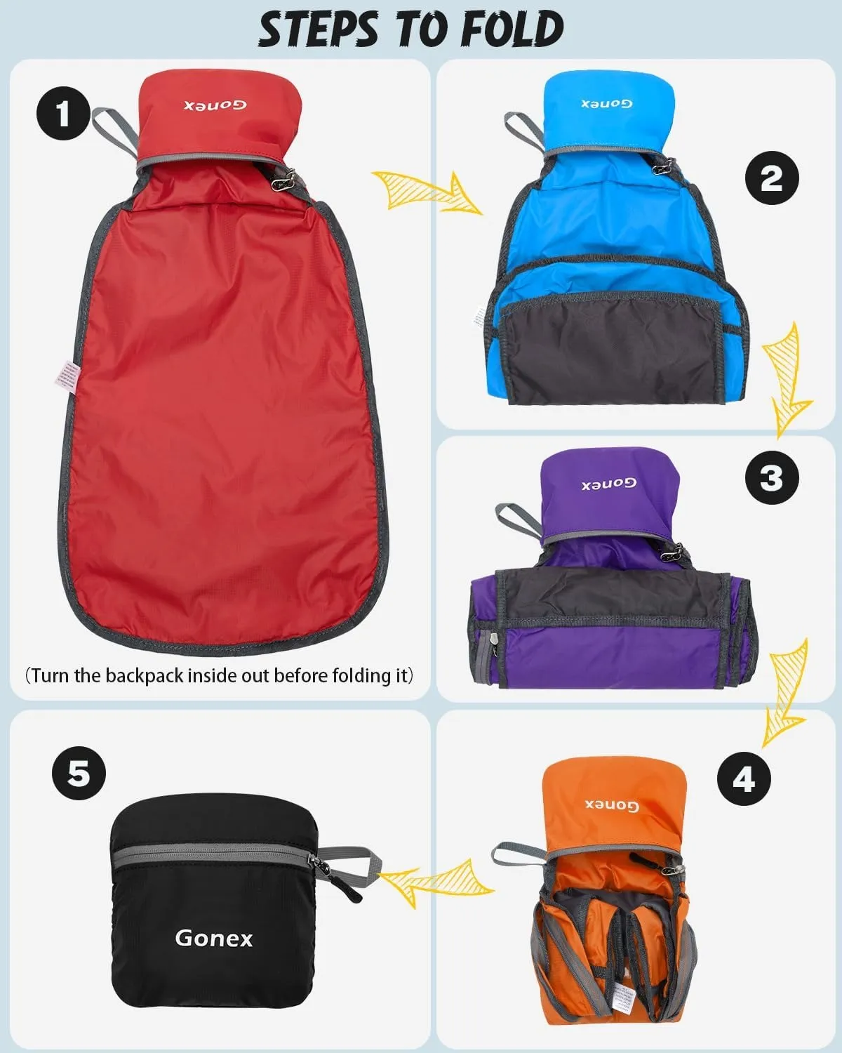 Gonex Zaino Pieghevole 20L leggero trekking viaggio