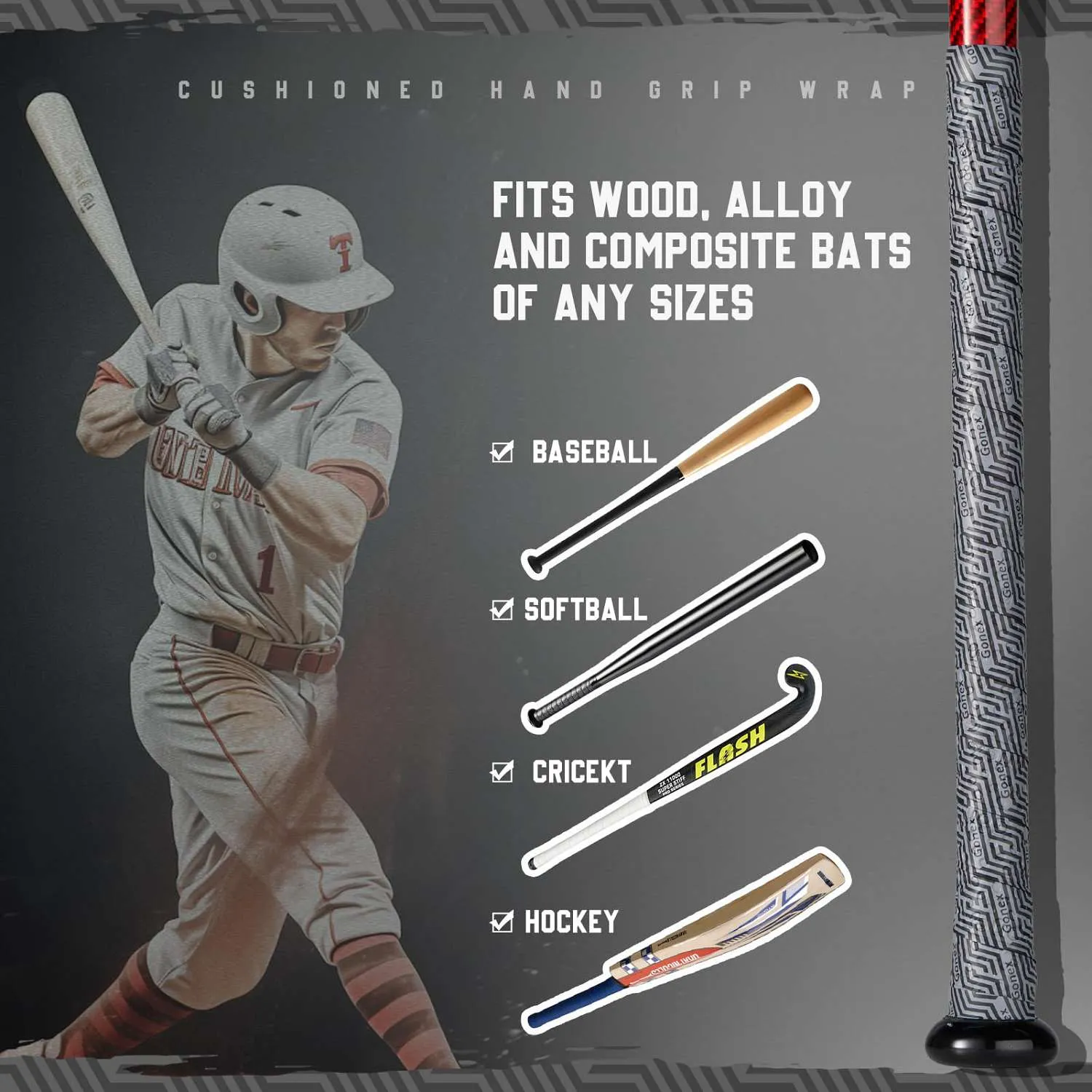Gonex Nastro Grip Mazza Baseball Antiscivolo