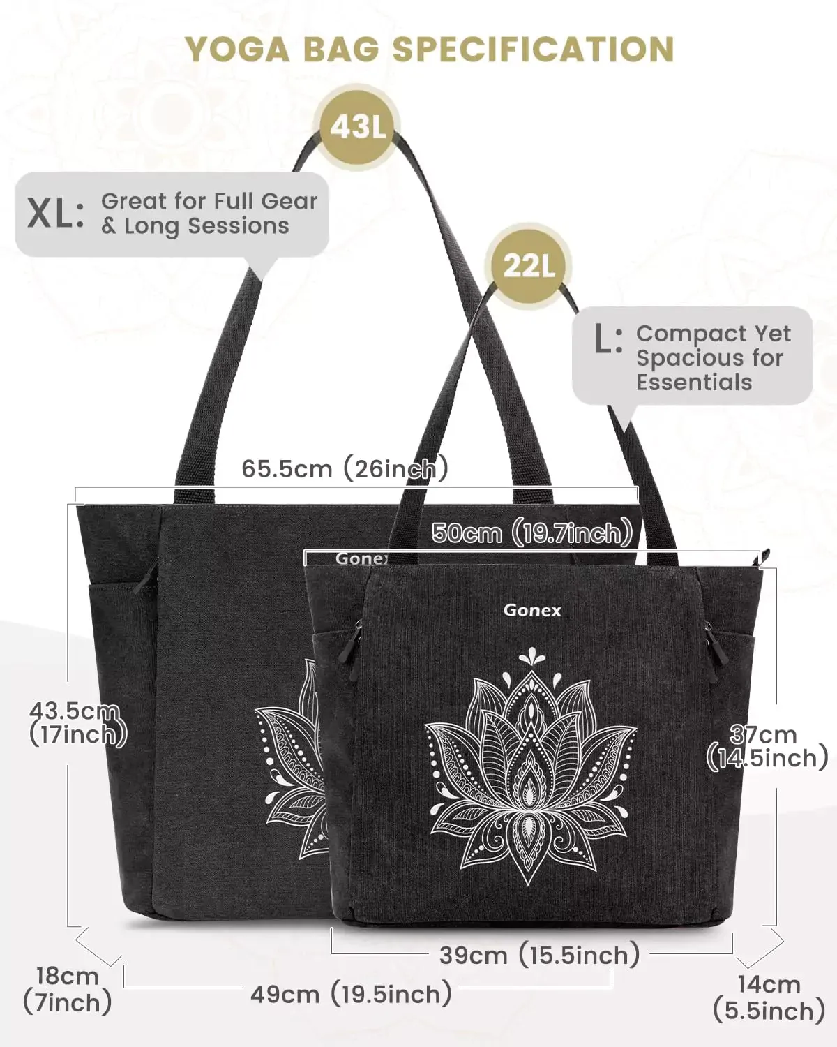 Gonex XL borsa porta tappetino yoga in tela