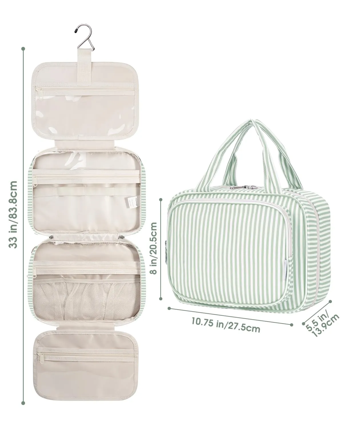 Narwey Striped Travel Toiletry Bag beauty case appeso