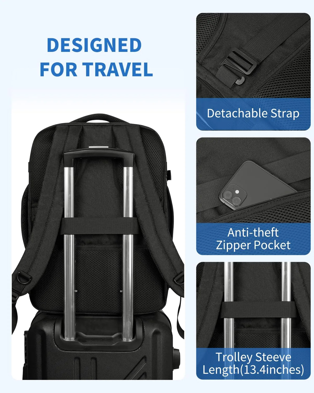 Narwey zaino viaggio porta PC 17" 46x34x20cm