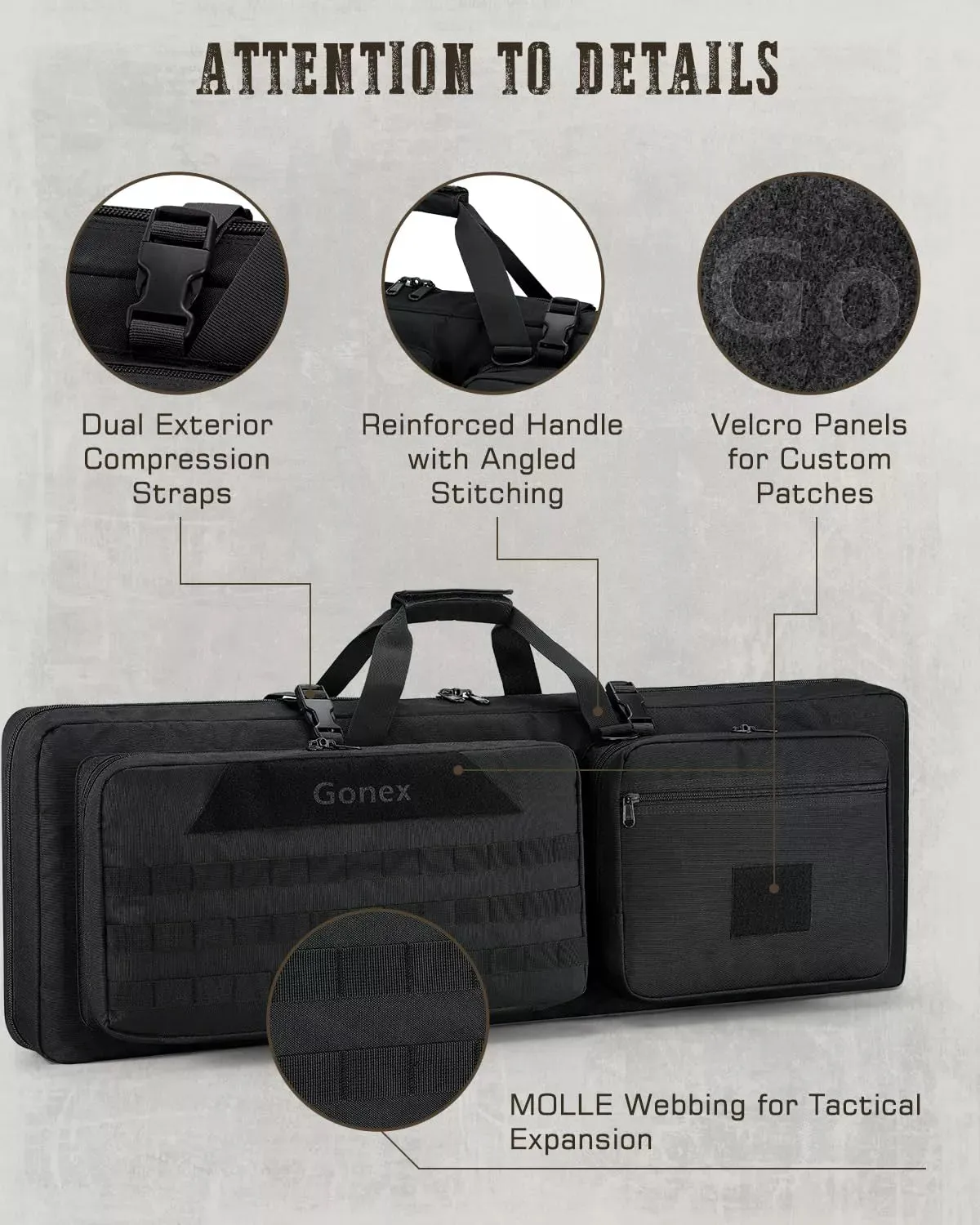 Gonex Custodia Tattica Doppia Imbottita con MOLLE