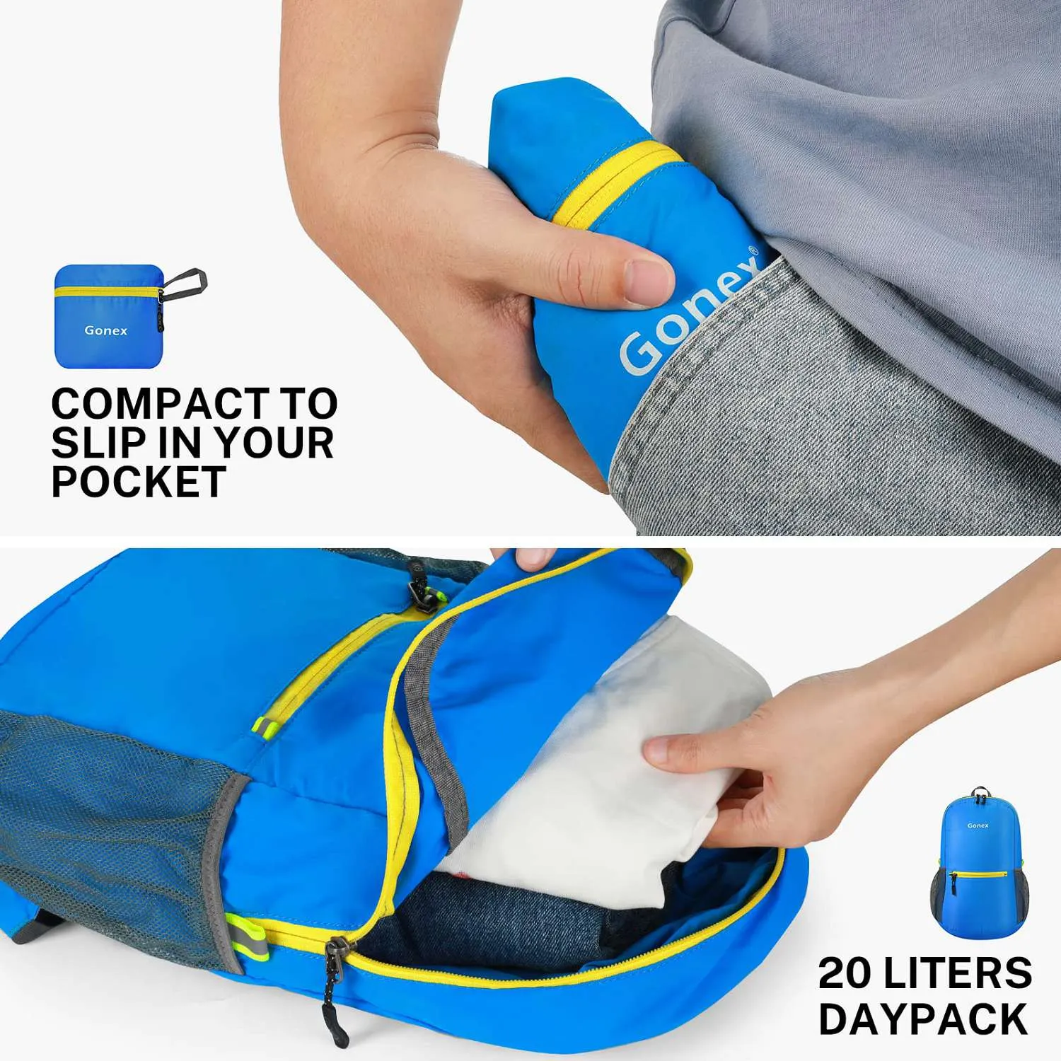 Gonex Zaino Pieghevole 20L leggero trekking viaggio